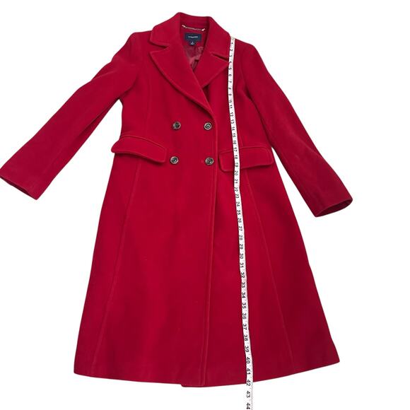 Lands’ End Red Wool Cashmere Overcoat Long Women 8 Double Breasted Winter Coat - Picture 4 of 11